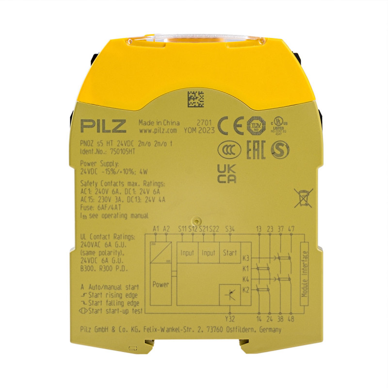 Модуль реле безопасности PILZ 750105HT PNOZ s5 HT 24 VDC 2n/0 2n/0 t
